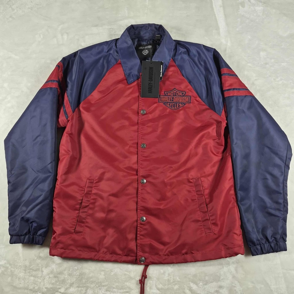 Harley-Davidson #1 Coaches Jacket Men's Large Red‎ Blue Rain 97528-23VM NWT